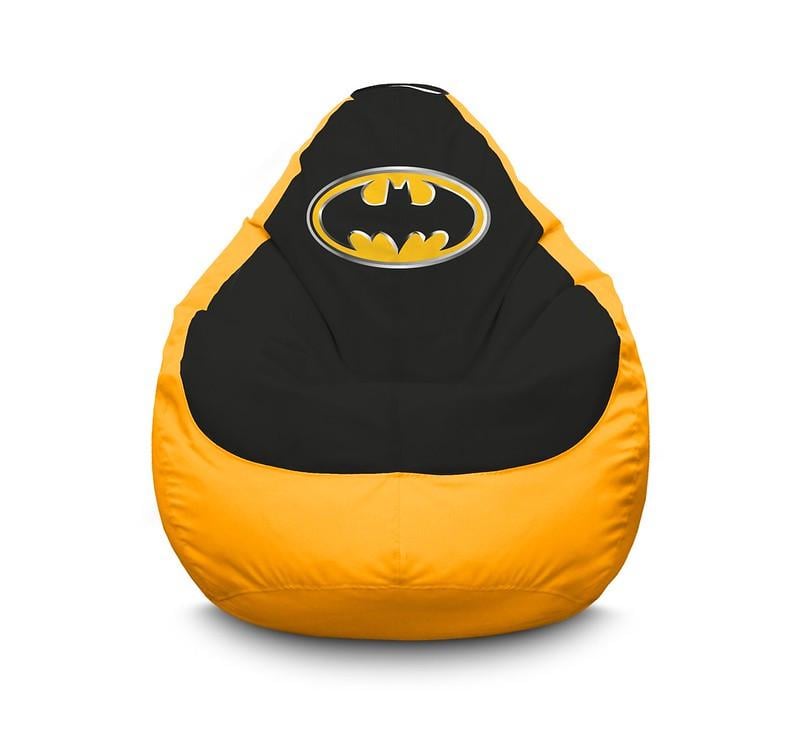 Кресло мешок iPuff Batman Black logo Оксфорд XXL 90х125 см Желтый