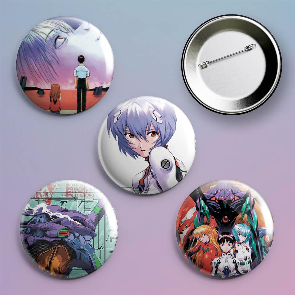 Значки на рюкзак с принтом аниме Neon Genesis Evangelion 4 шт.