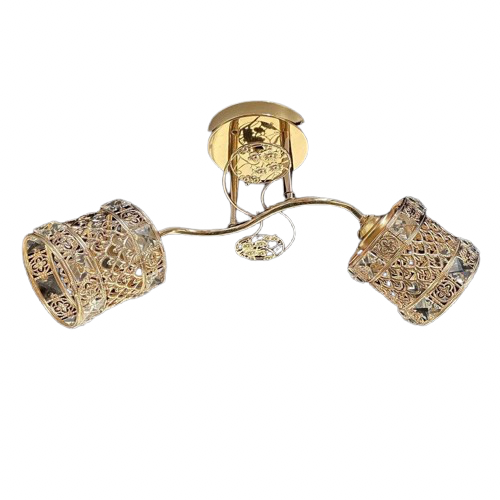 Люстра Sirius на два плафона с металлическими вставками под лампу Е27 Золотой (Ю 6443А/2)