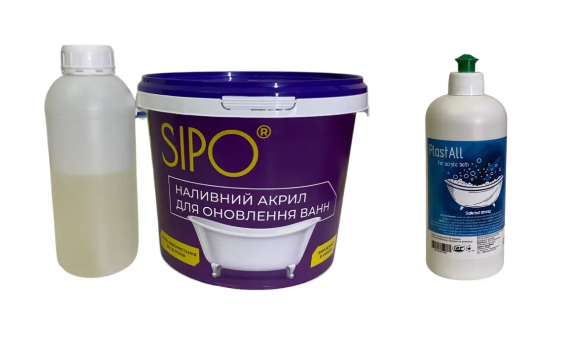 Акрил жидкий для ванн Sipo 1,2 м с моющим средством Plastall (23915756)