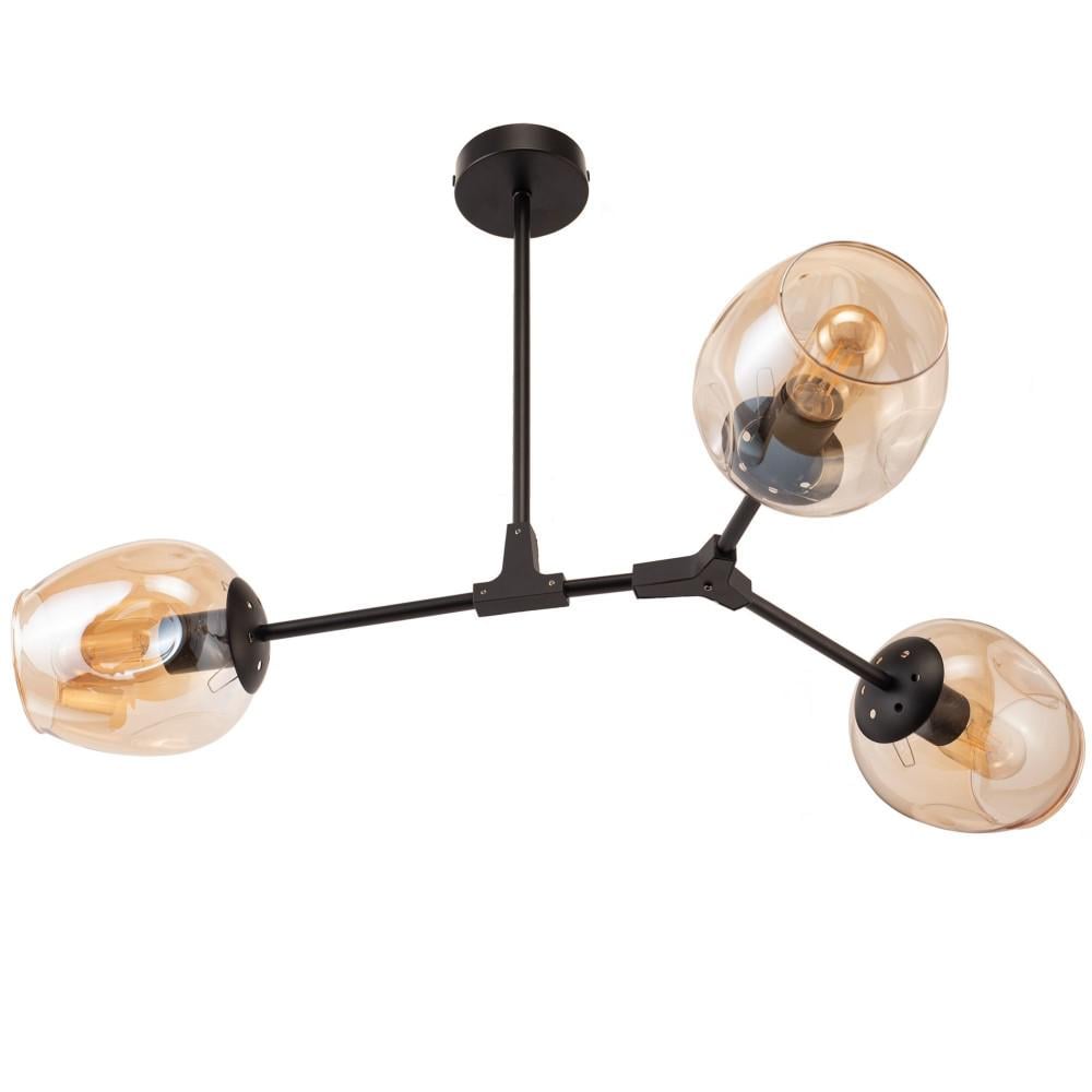 Cвітильник cтельовий Tulpan Black із скляним плафоном Amber (CL-00101/BLK+AMB)