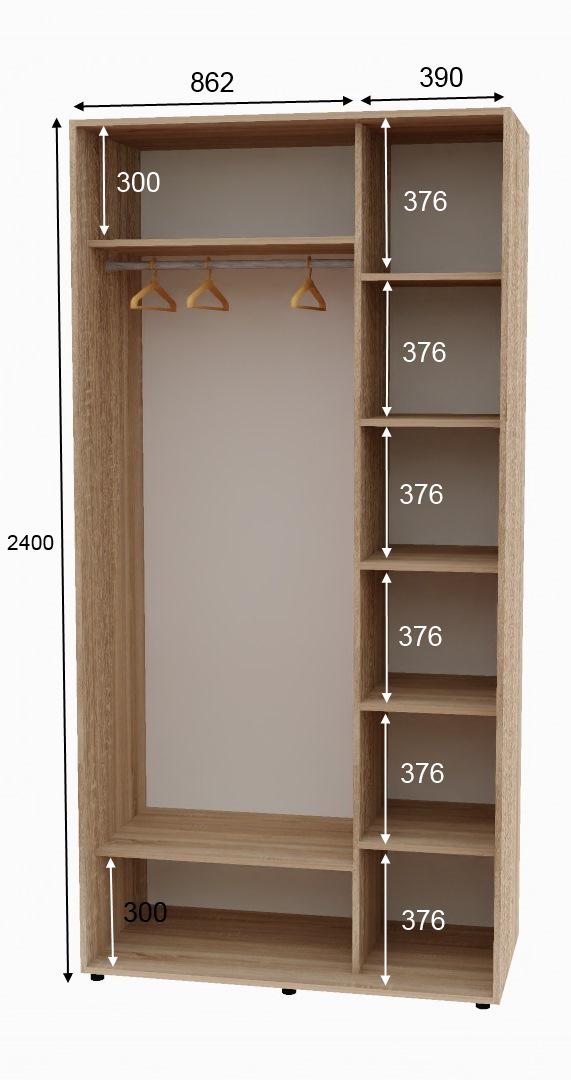 Шафа-купе дводверна Алекса ДСП 130х60х240 см Дуб Сонома - фото 2 Шафа-купе дводверна Алекса ДСП 130х60х240 см Дуб Сонома - фото 2