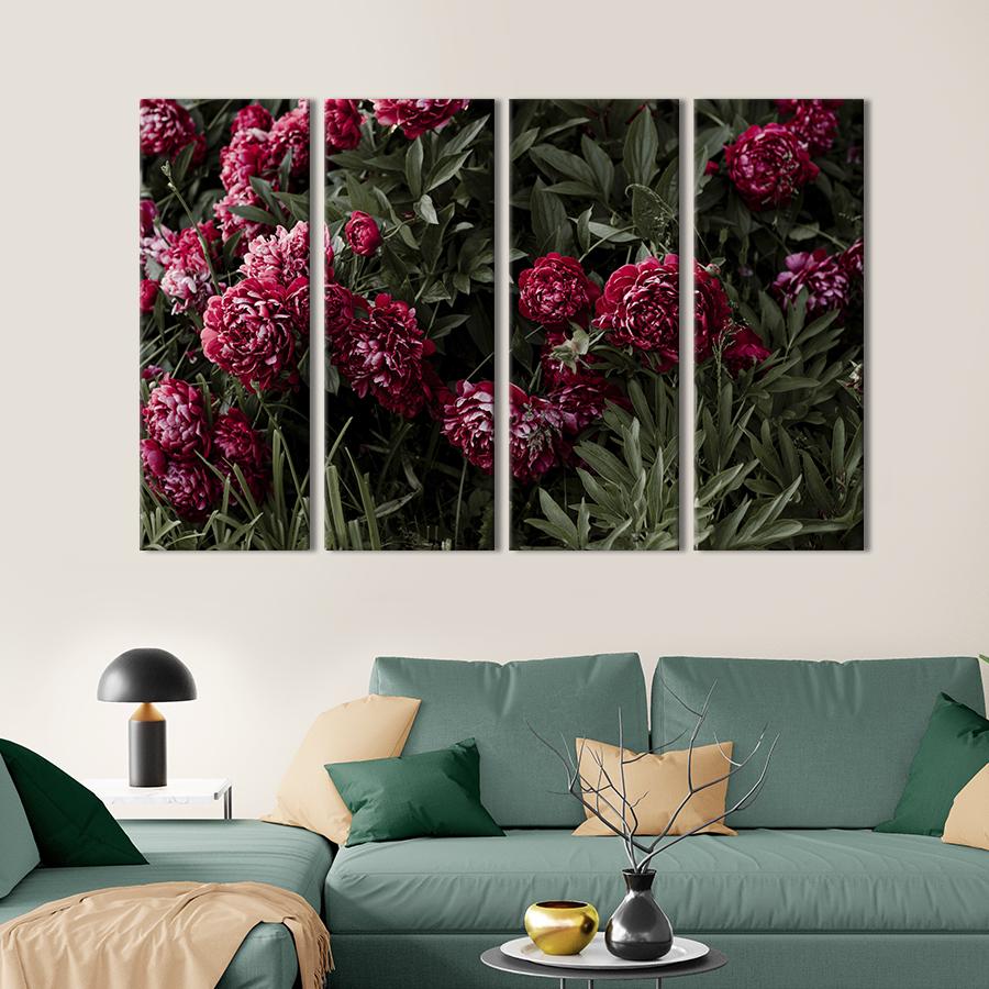 Картина на холсте Великолепные алые пионы 89x53 см (926-41)