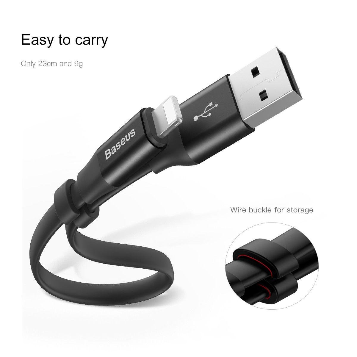 Кабель дата Baseus Nimble Portable USB to Lightning 23 см Черный (CALMBJ-B01) - фото 5