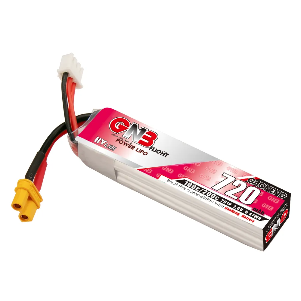 Акумулятор Gaoneng GNB 2S 7,6V 720 mAh 100C LiHV XT30 2S для FPV дрона (371720)