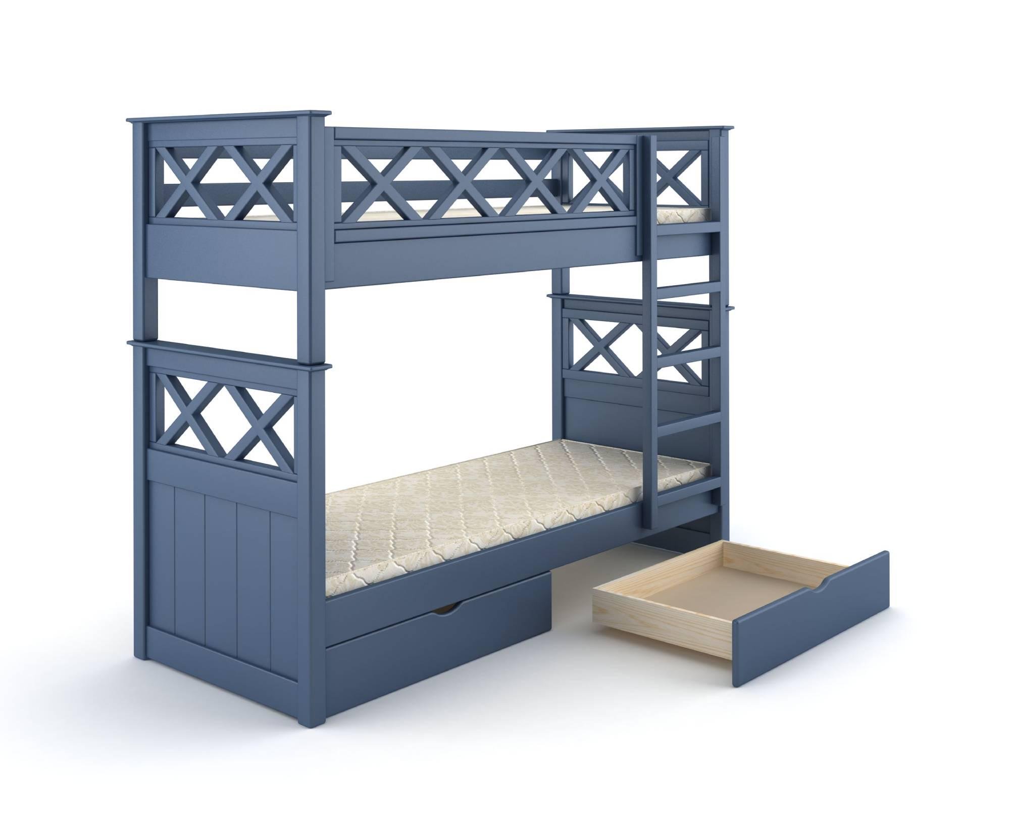 Кровать двухъярусная Mebigrand Мальта S 7010 R 90B с ящиками 90x190 см Синий (MBG-2302)