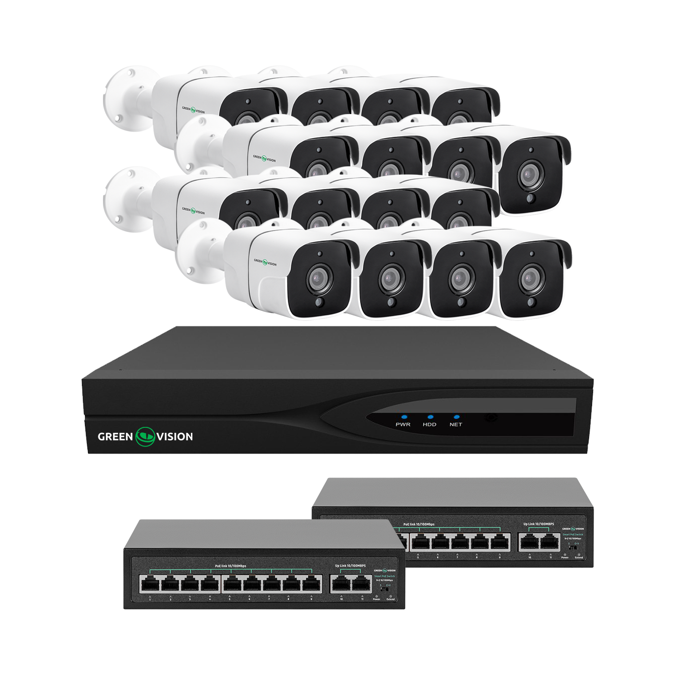 Комплект відеоспостереження GreenVision GV-IP-K-W88/16 5MP на 16 камер (LP29486) Комплект відеоспостереження GreenVision GV-IP-K-W88/16 5MP на 16 камер (LP29486)