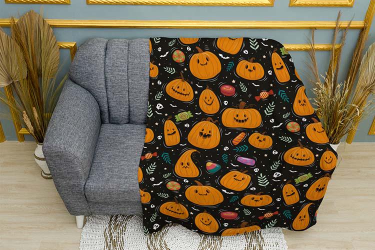 Плед Pumpkins Halloween Pattern плюш однослойный 135х150 см (114436)