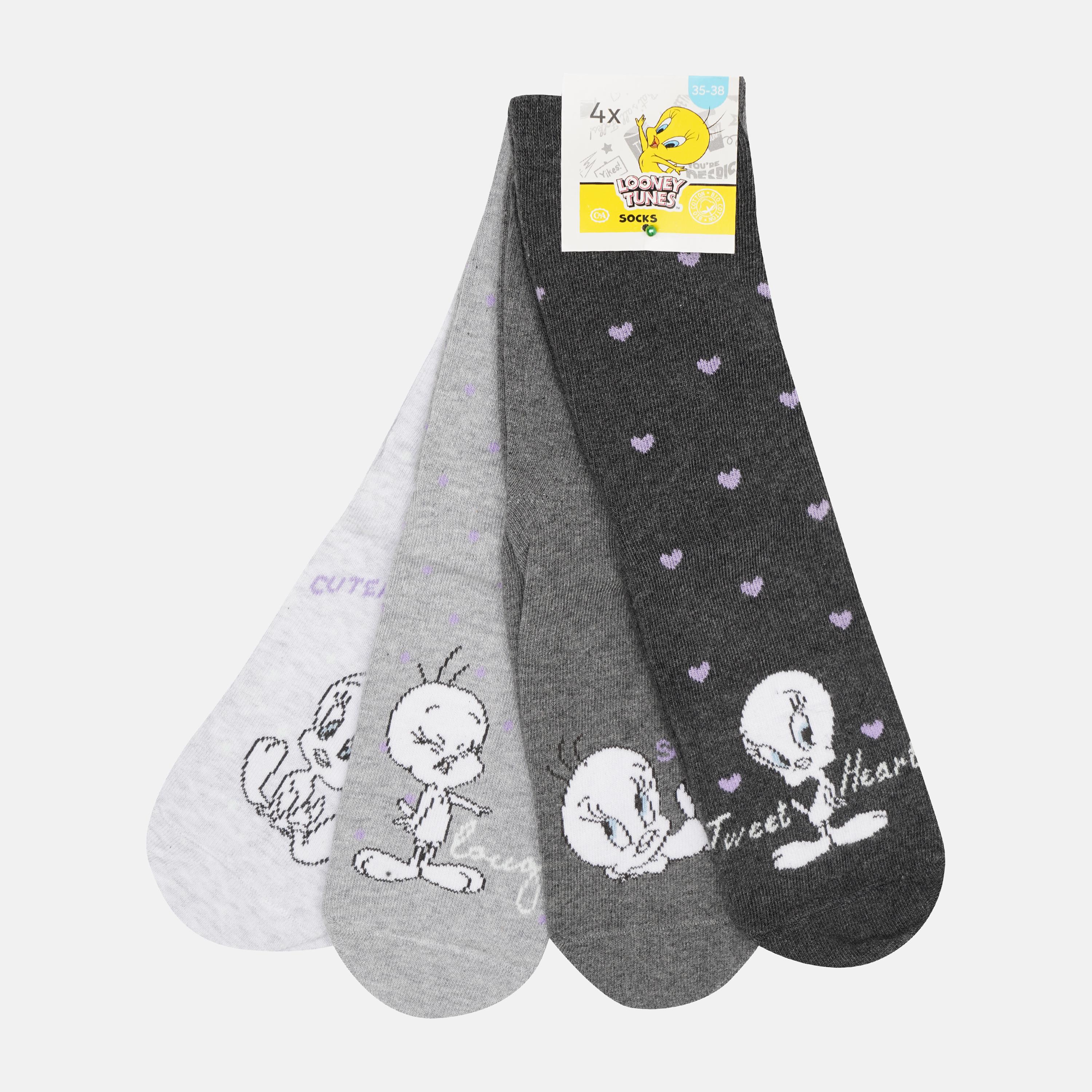 Шкарпетки C&A 4 пари Принт р. 35-38 Темно-сірий (2242479840607)