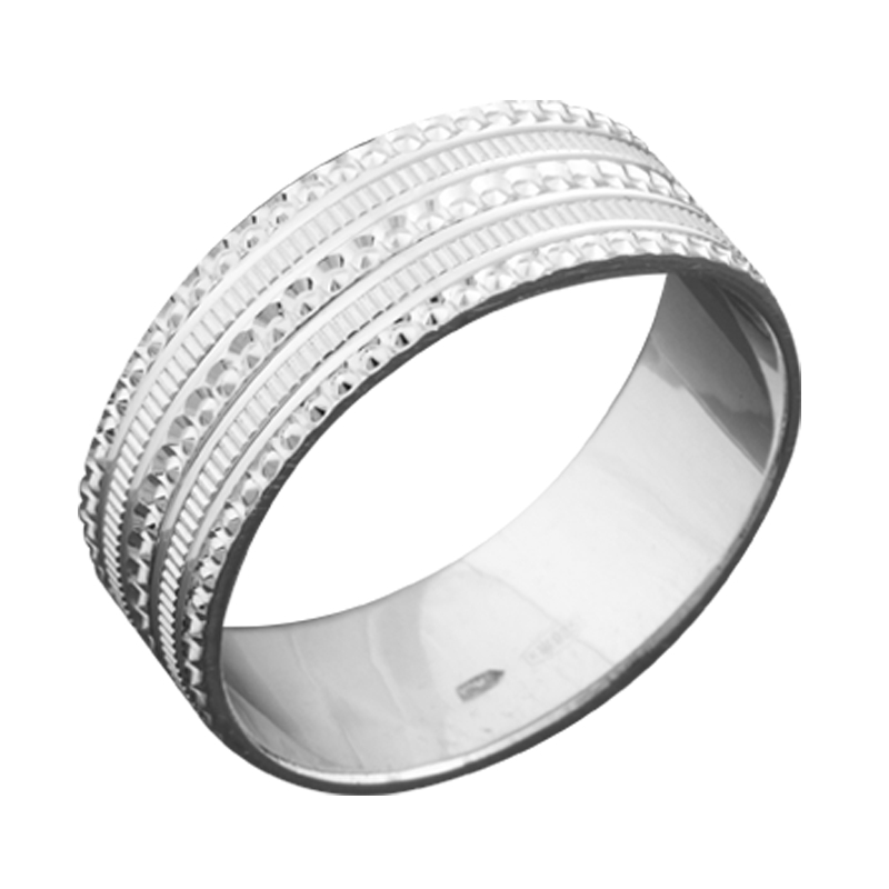 Обручка срібна з трьома рельєфними смугами р. 18