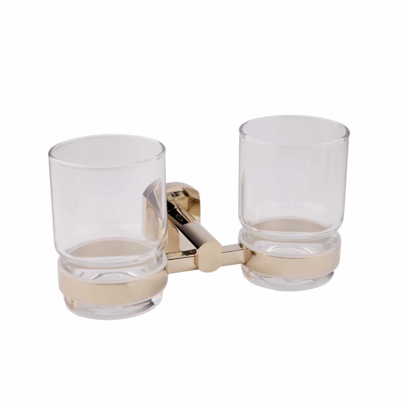 Стакан для зубных щеток QT Liberty ORO 1155 QTLIBORO1155 двойной настенный Золотой (34171)