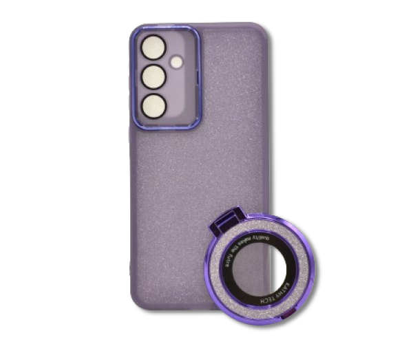 Силиконовый чехол накладка Glitter Case Kathy Tech для Samsung Galaxy A55 с металлическим кольцом держателем в комплекте Фиолетовый Силиконовый чехол накладка Glitter Case Kathy Tech для Samsung Galaxy A55 с металлическим кольцом держателем в комплекте Фиолетовый