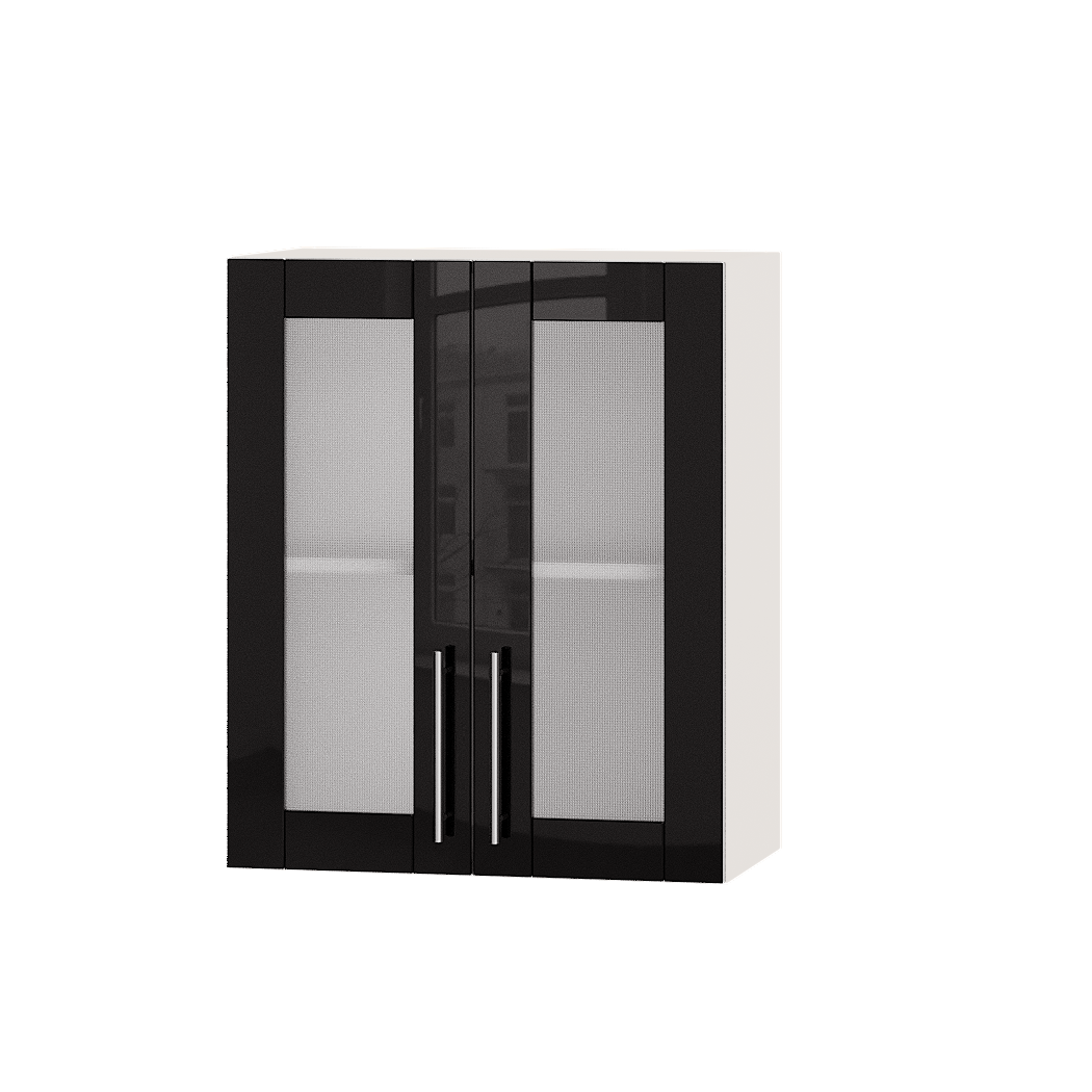 Шкаф верхний Эверест Акрил модуль Верх витрина ВВ10-600 60х30х72 см Черный глянец/Белый (04520)