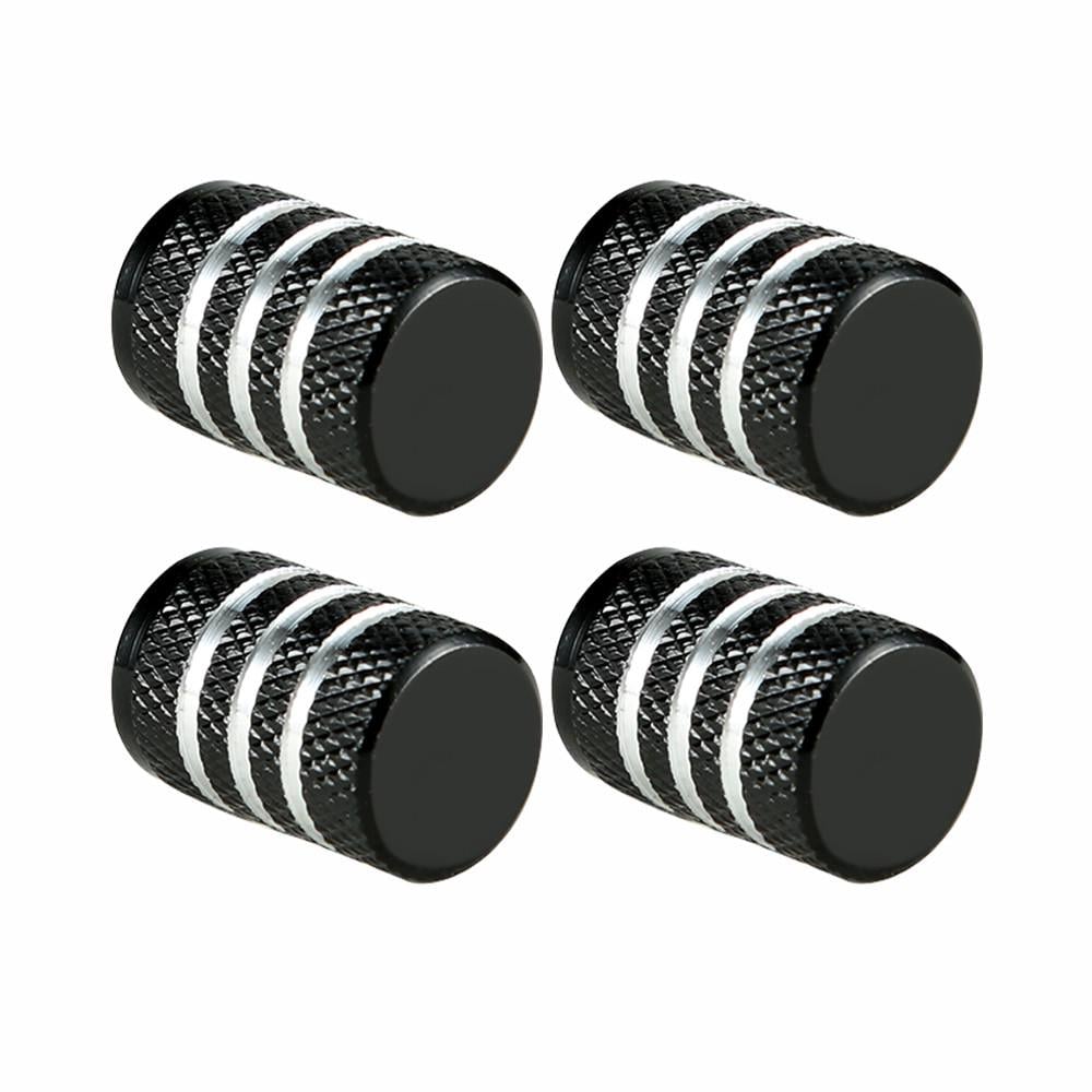 Набір ковпачків на ніпель SUNROZ Caps 3Stripes Center для автомобіля 4 шт. Black/Silver (A67345)