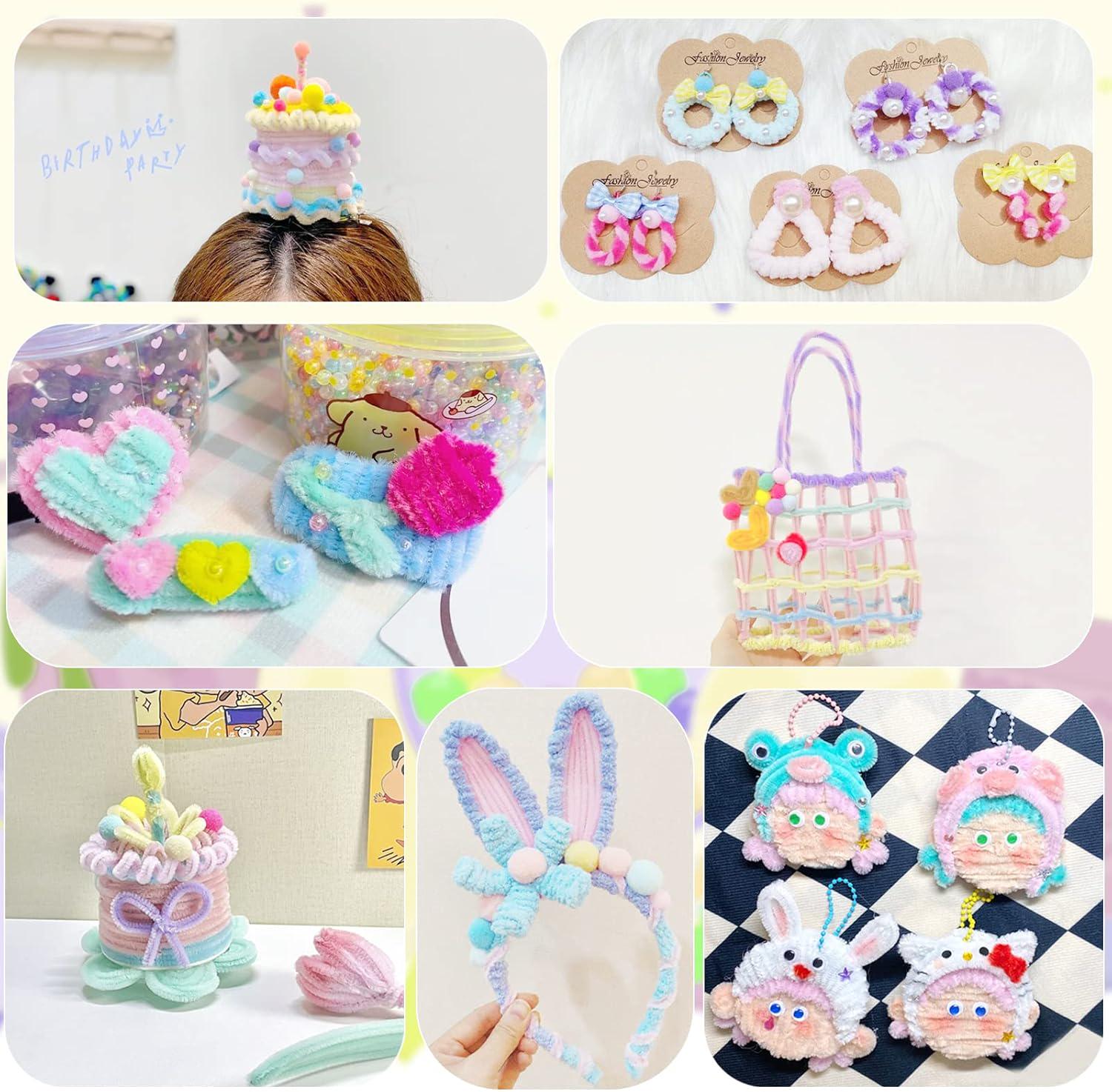 Набір синельного дроту LET’S RESIN 70 пухнастих кольорових паличок для творчості 7 кольорів 30 см - фото 4