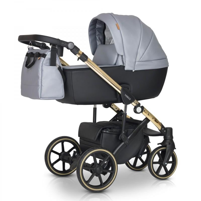 Коляска Verdi Verso Gold универсальная 3в1 с автокреслом сумкой и дождевиком Серый