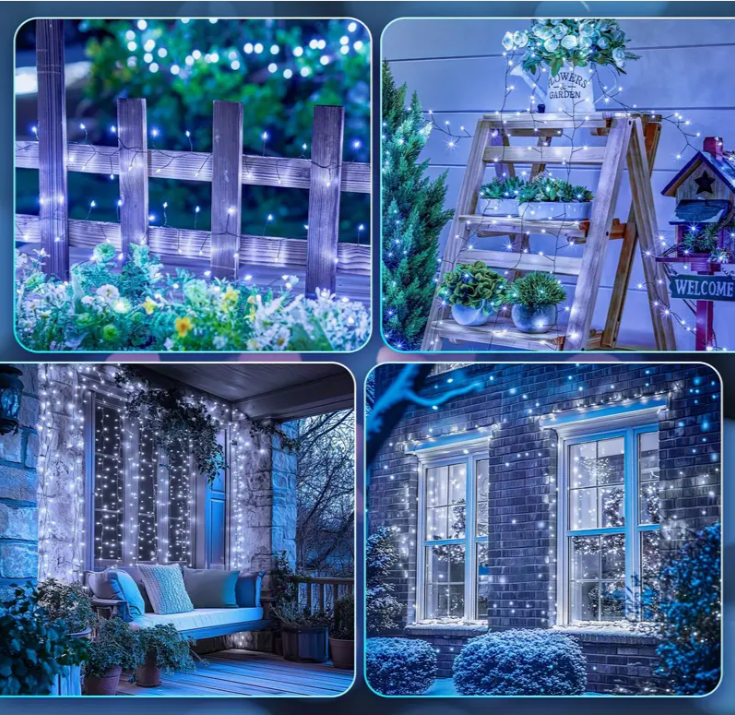 Гирлянда ветодиодная  для декора на батарейках с пультом 6 м 200 LED 8 режимов (1130) - фото 4