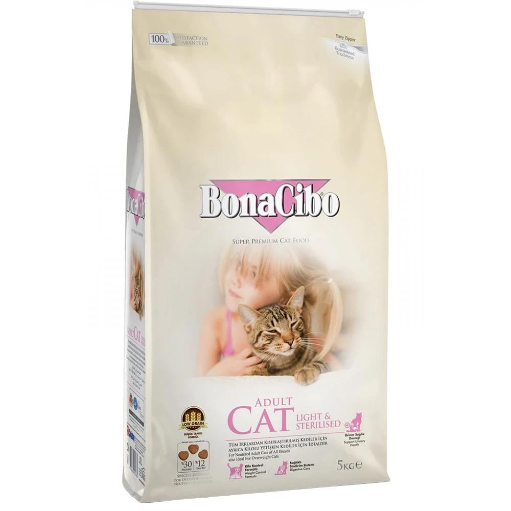 Корм сухой BonaCibo Cat Light&Sterilized для взрослых стерилизованных котов с мясом курицы/анчоусами и рисом 5 кг (BC405680)