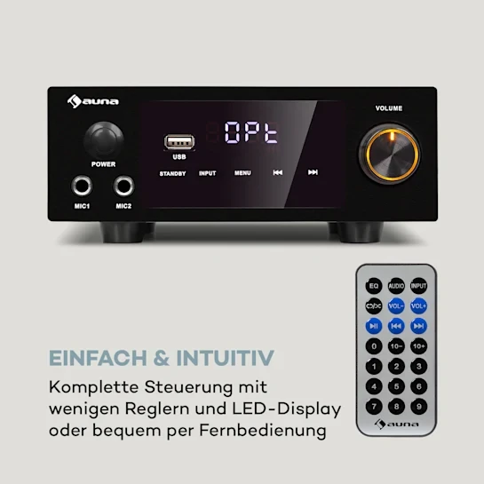 Підсилювач звуку Auna AMP-2 DG HiFi AUX Bluetooth - фото 7 Підсилювач звуку Auna AMP-2 DG HiFi AUX Bluetooth - фото 7