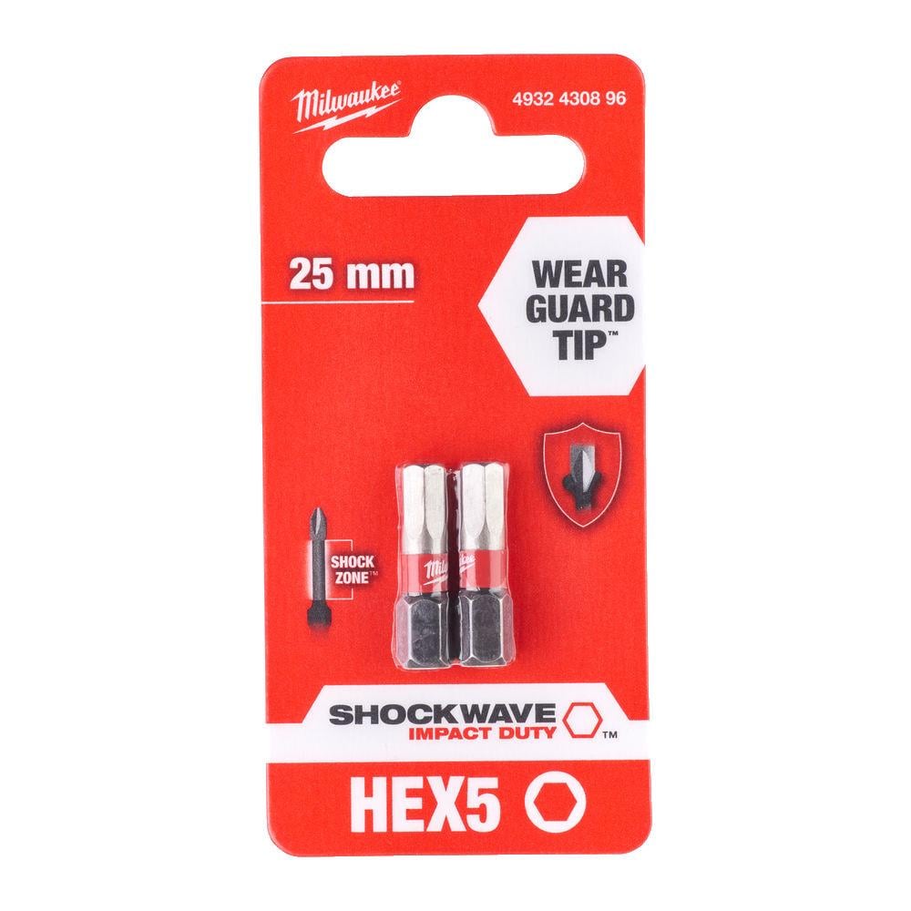 Бита Milwaukee Shockwave Impact Duty Hex5х25 мм 2 шт. (4932430896)