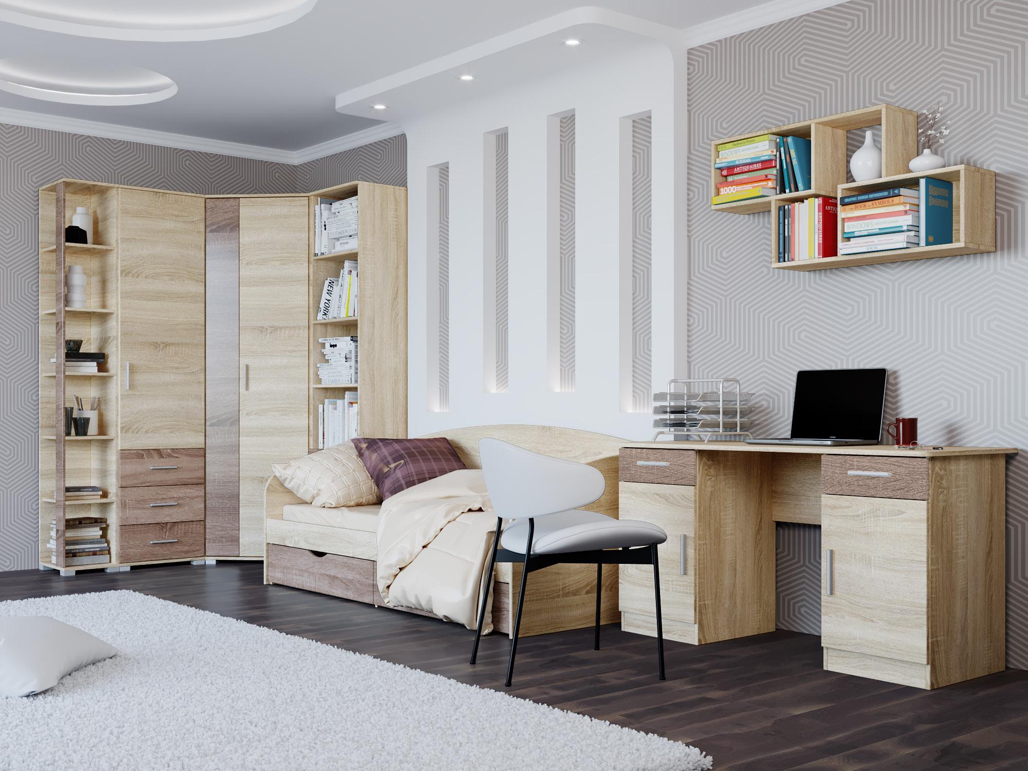 Спальня детская Эверест Бриз Комплект 12 из ламинированной ДСП Дуб Сонома/Трюфель (02326)