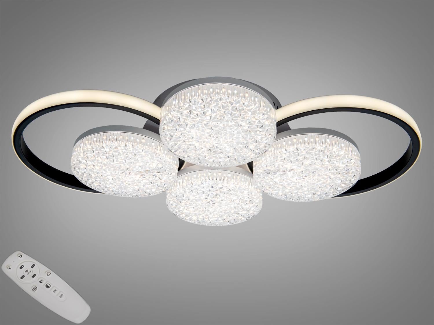 Люстра потолочная Diasha 4+2 кольца 81 Вт/пульт Черный (9098/4+2BK)