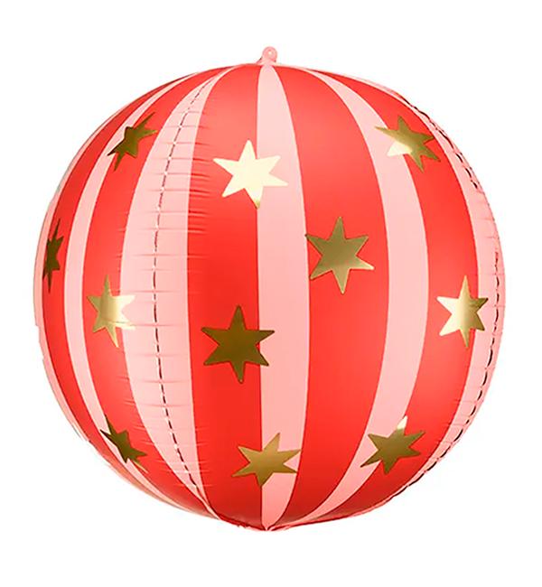 Воздушный шар PartyDeco Сфера со звездами 50 см Красный (10600)
