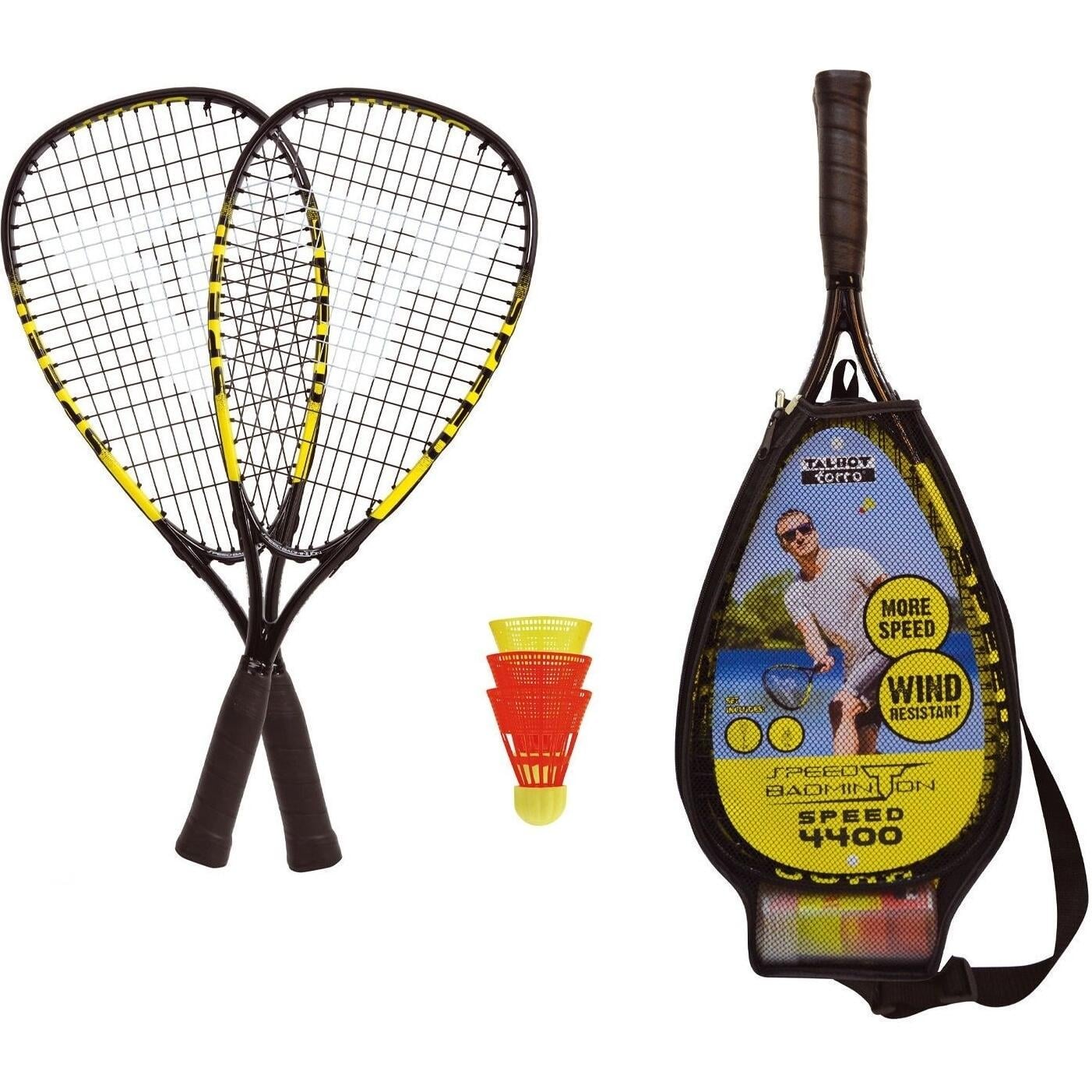 Набор для скоростного бадминтона Talbot SPEEDBADMINTON SET SPEED 4400 2 ракетки/3 волана и чехол Черно-желтый (490114)