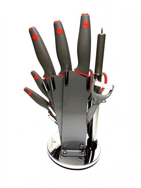 Набор кухонных ножей из нержавеющей стали Edenberg с подставкой 9 пр. Черный (11063А)
