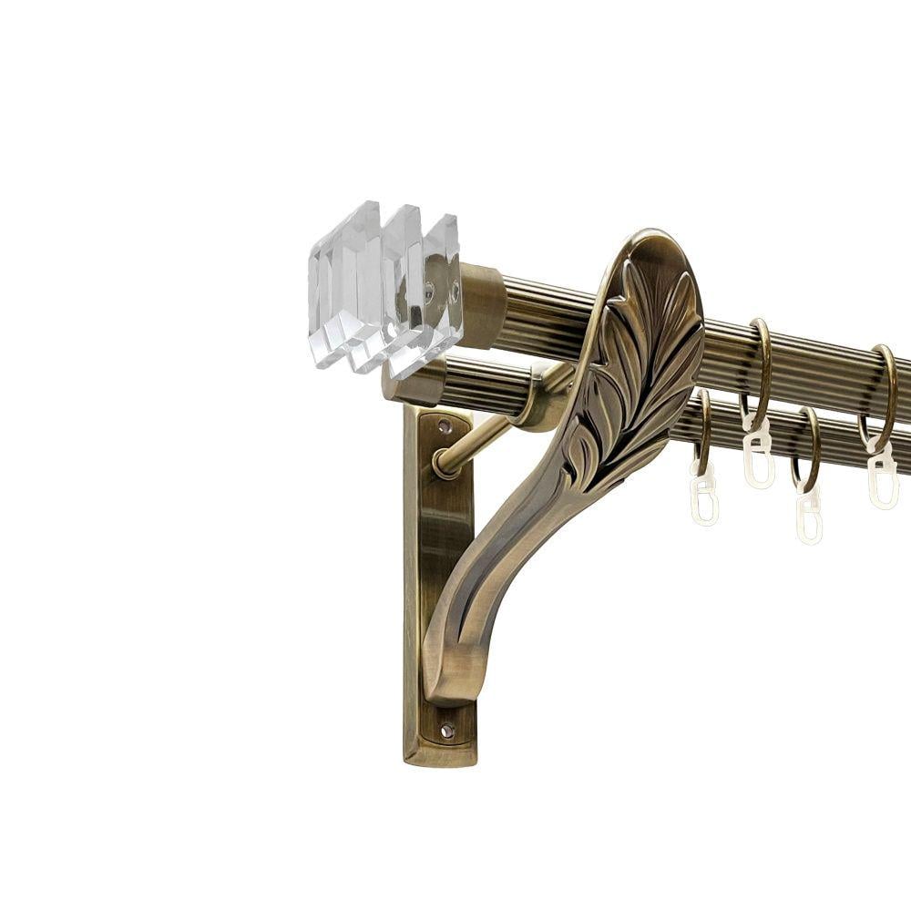 Карниз металлический Orvit Милиора двухрядный ретро рифленая труба/кольцо металлическое Антик 25/19 мм 200 см (00-00016535)