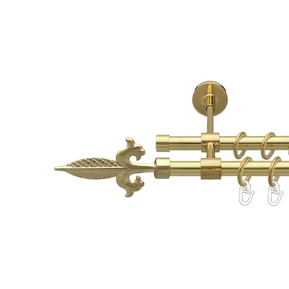 Карниз Orvit Генуя металевий дворядний закритий гладка труба кільце металеве 16/16 мм 160 см Золото (00-00014503)