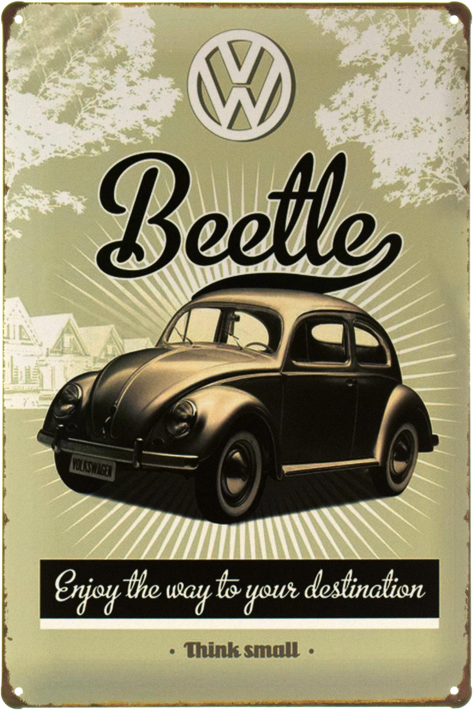Табличка металлическая Beetle Think Small 20x30 см
