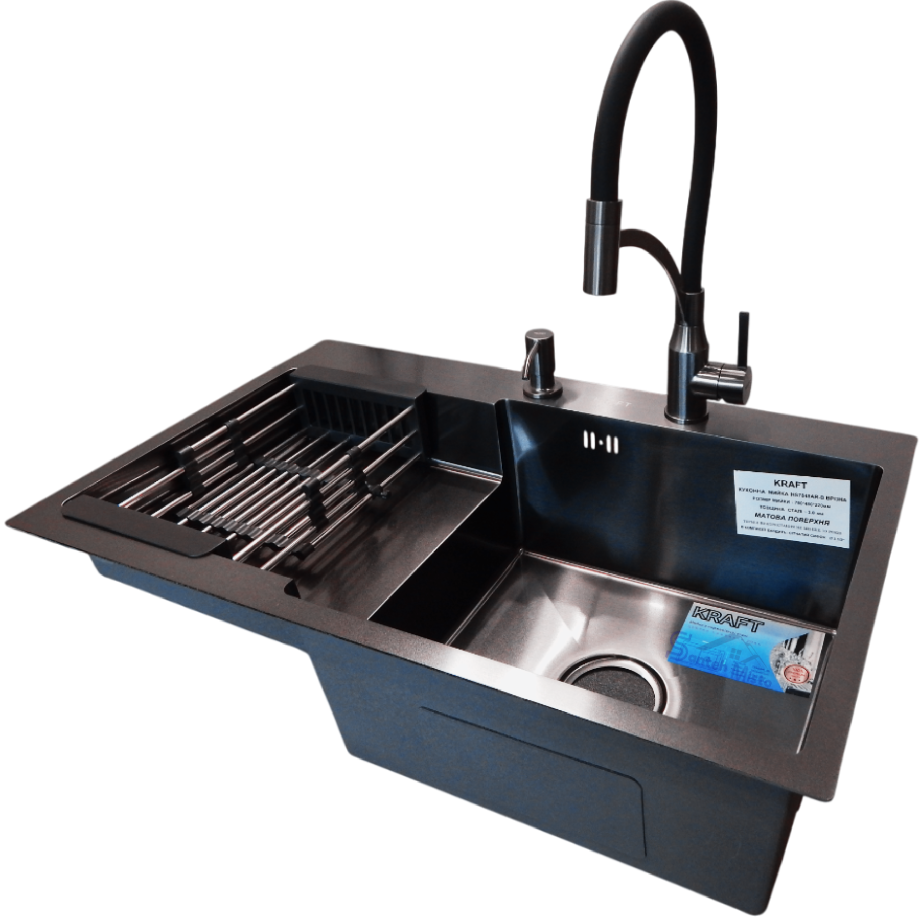 Комплект кухонной мойки Kraft HM 7848ALB PVD 3,0/1,0 мм (37661) Комплект кухонной мойки Kraft HM 7848ALB PVD 3,0/1,0 мм (37661)