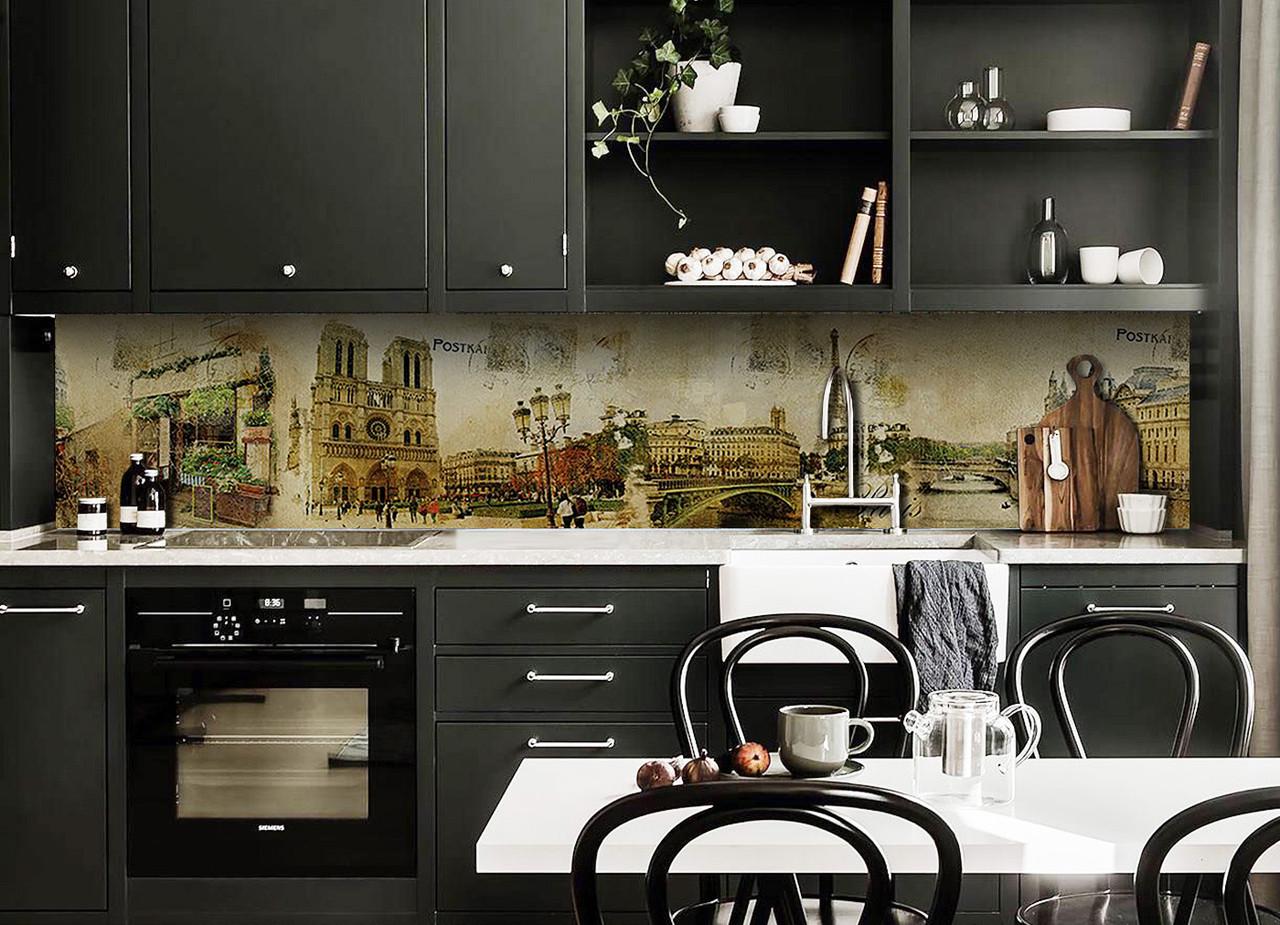 Кухонный фартук Почтовая марка из самоклеющейся виниловой пленки 60х300 см Бежевый