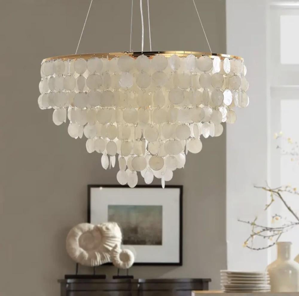 Люстра подвесная Athelia с перламутровыми монетками Ø 50 см (D 8598 GD+Shell) - фото 7 Люстра подвесная Athelia с перламутровыми монетками Ø 50 см (D 8598 GD+Shell) - фото 7