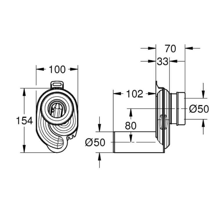 Сифон для писсуара Grohe горизонтальный выпуск (39732000) - фото 2