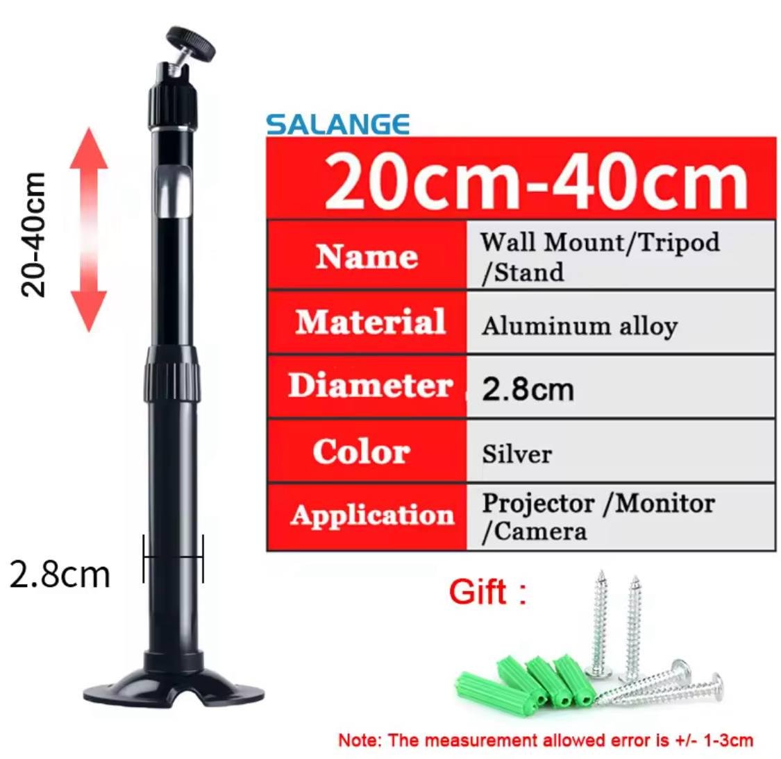 Крепление для проектора универсальное телескопическое металлическое до 3 кг 20-40 см Черный - фото 3 Крепление для проектора универсальное телескопическое металлическое до 3 кг 20-40 см Черный - фото 3