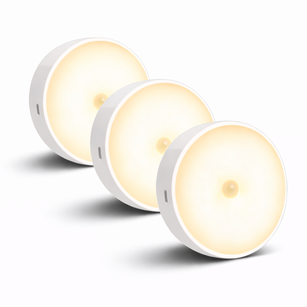 Ночник LED USB в наборе с датчиком движения 3шт. Теплый белый свет