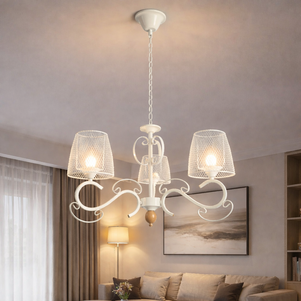 Люстра Valeso в классическом стиле под три лампы Е27 Белый (Ю 6725B/3 WH)