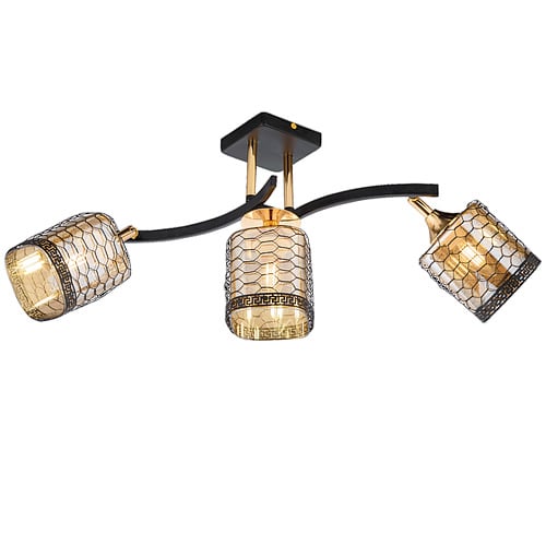 Люстра Svet на три поворотных плафона с цоколем Е27 с металлической сеткой Медный (SR-N4926/3 BK+FGD)
