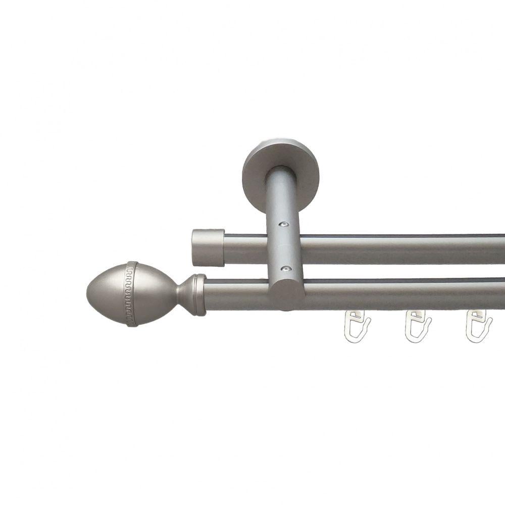 Карниз Orvit Фарже металевий дворядний циліндр на профіль 16 см профільна труба 19/19 мм 240 см Сатин (00-00015404)