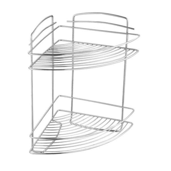 Полка настенная угловая двуярусная Stenson Хром (MMS-MH-1981)