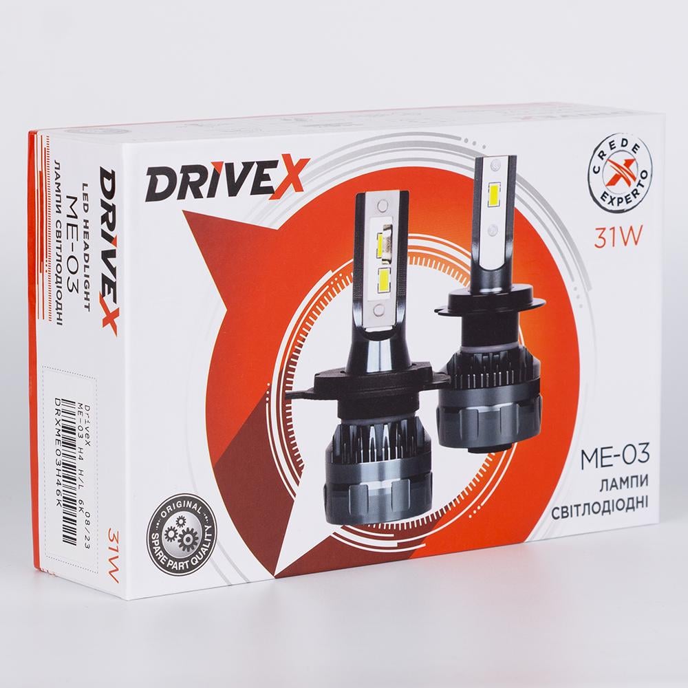 Лампы LED автомобильные DriveX ME-03 H4 H/L 6000K LED 30W 12V 2 шт. (DR-00001080)