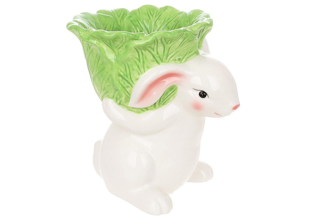 Кашпо декоративное BonaDi Зайка с капустой керамическое (928-121)