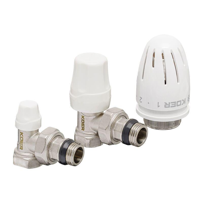 Комплект для подключения радиатора KOER SET-11-1/2"x1/2" угловой с термоголовкой ВН (KR3175)