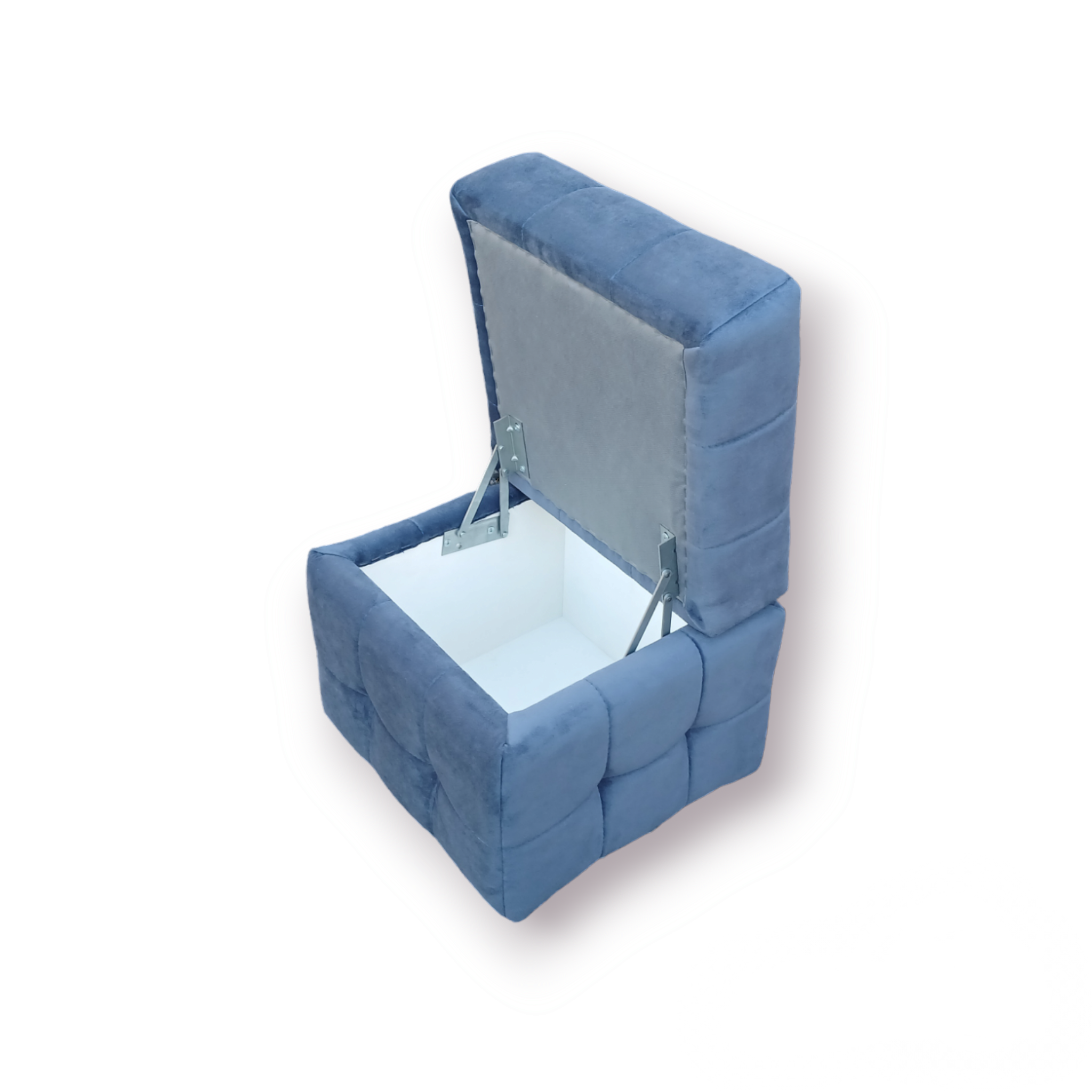 Пуф квадратний Кантрі з нішою велюр Багіра 40х40х41 см Сіро-блакитний - фото 2 Пуф квадратний Кантрі з нішою велюр Багіра 40х40х41 см Сіро-блакитний - фото 2