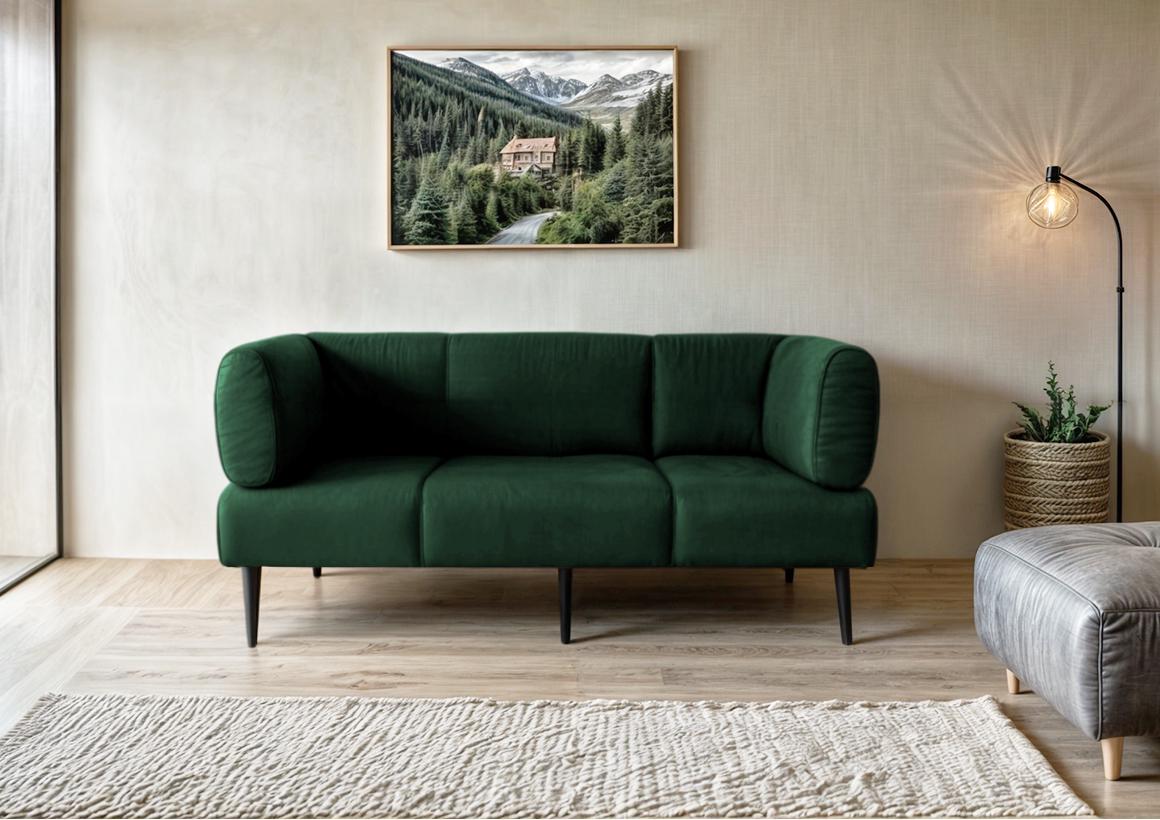 Диван с подлокотниками Tobi Sho Бенно-1 офисный с конусной ногой 1800х720х750 мм велюр Emilia 38 Emerald