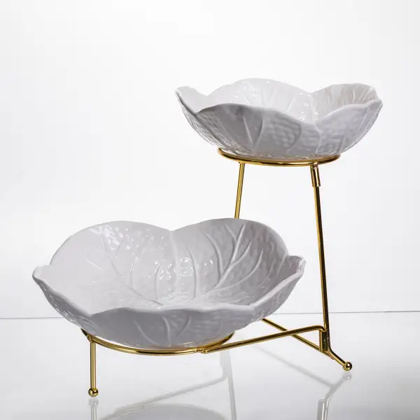 Фруктовница фарфоровая на 2 яруса 35х25х26 см Белый - фото 3 Фруктовница фарфоровая на 2 яруса 35х25х26 см Белый - фото 3