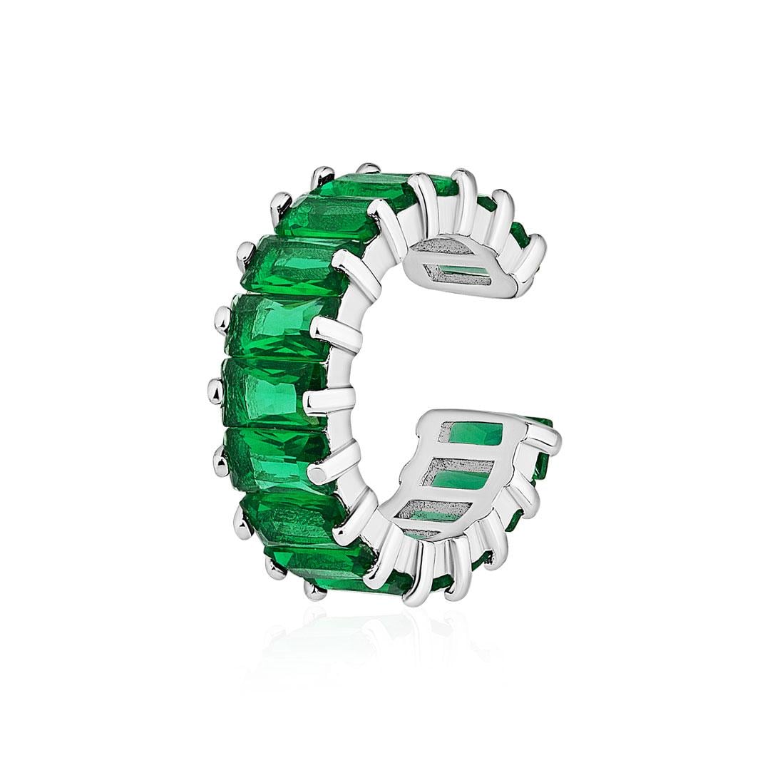 Каф на ухо Emerald Glow из серебра Зеленый (35053074)