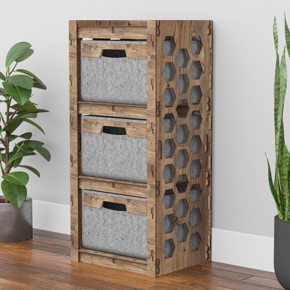 Комод для игрушек деревянный Hexagonica Honeycomb на 3 ящика серые корзины 900х413х345 мм (111217) - фото 5 Комод для игрушек деревянный Hexagonica Honeycomb на 3 ящика серые корзины 900х413х345 мм (111217) - фото 5